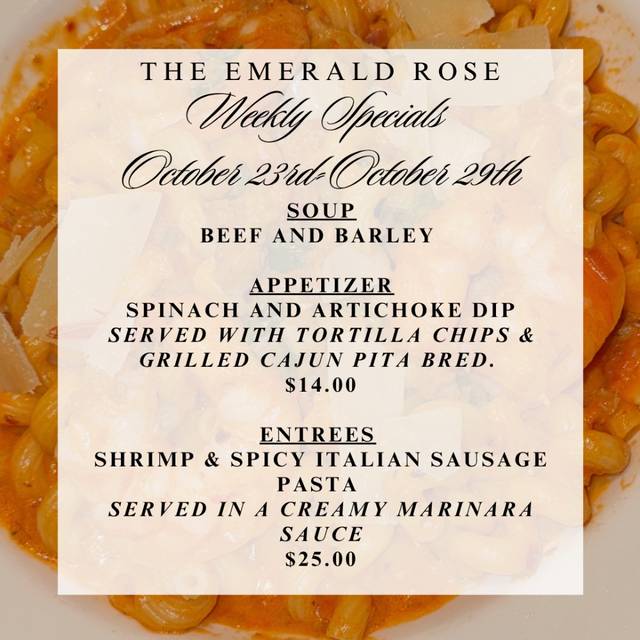 Weekly Specials October 23rd-October 29th