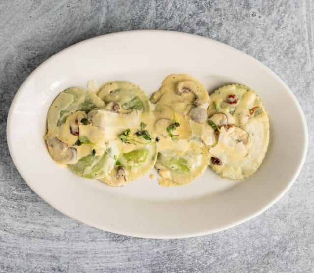 Florentine Ravioli with Mushroom Carbonara