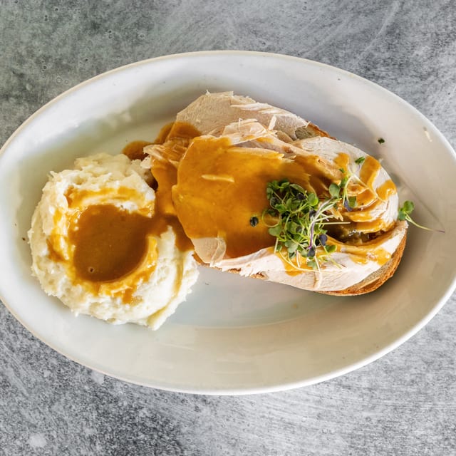 Open Faced Turkey Sandwich.